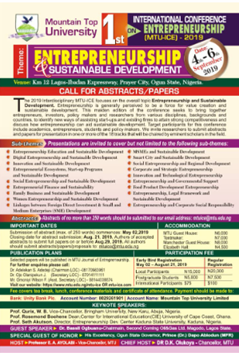 Entrepreneurship and Sustainable Development – 2019